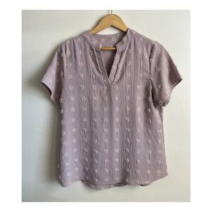 B Brand Blouse Fuzzy Dot Shirt Top Women's Size‎ Large V Neck